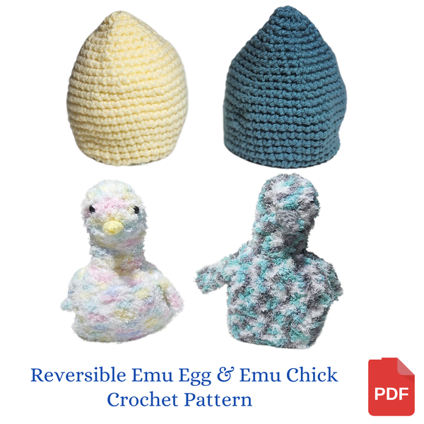 Reversible Emu Egg (Ostrich Egg) with Baby Chick Crochet Pattern