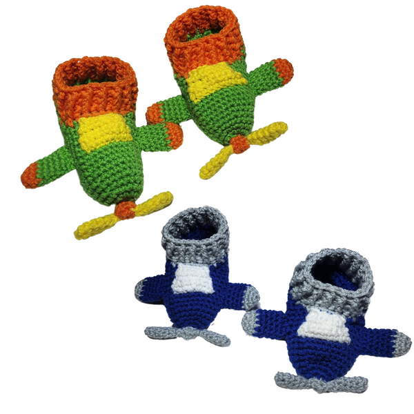 Airplane Slippers for Children Crochet Pattern