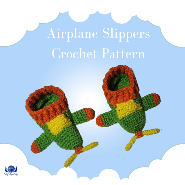 Airplane Slippers for Children Crochet Pattern