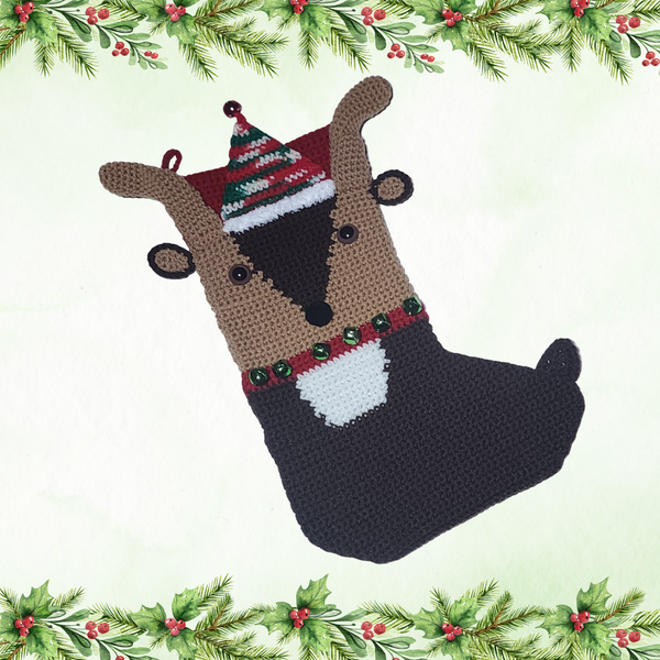 Reindeer Christmas Stocking, Handmade