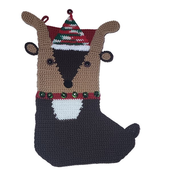 Reindeer Christmas Stocking, Handmade