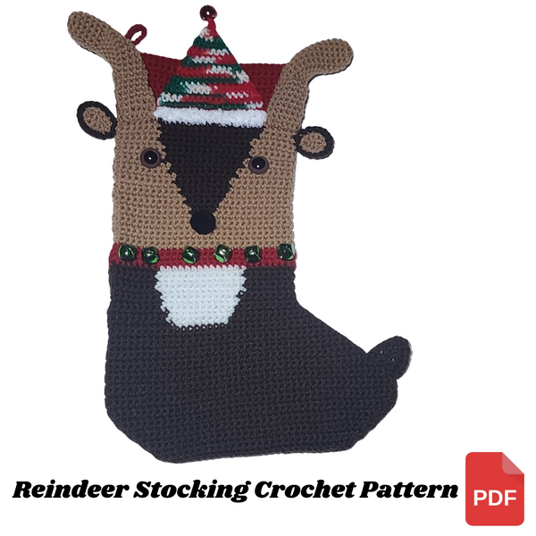 Reindeer Christmas Stocking Crochet Pattern