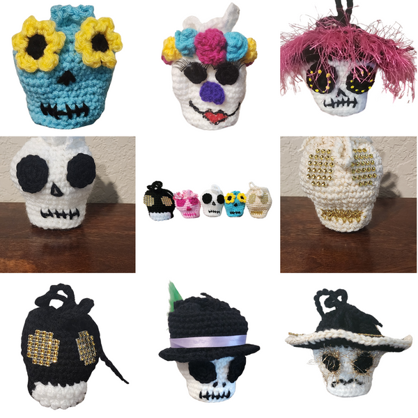 Sugar Skull Treat Bag Crochet Pattern