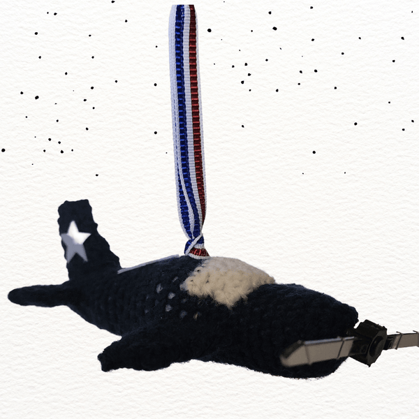 Airplane Christmas Ornament Crochet Pattern - F6F Hellcat WWII Navy Fighter Plane - My Fingers Fly