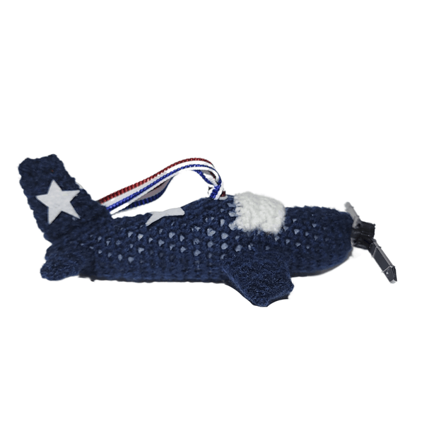 Airplane Christmas Ornament Crochet Pattern - F6F Hellcat WWII Navy Fighter Plane - My Fingers Fly