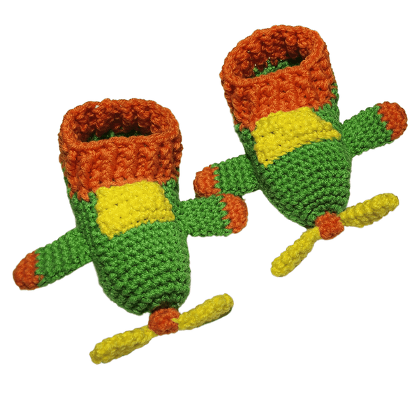 Airplane Slippers for Children Crochet Pattern - My Fingers Fly