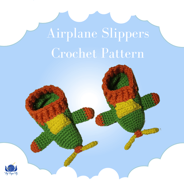 Airplane Slippers for Children Crochet Pattern - My Fingers Fly