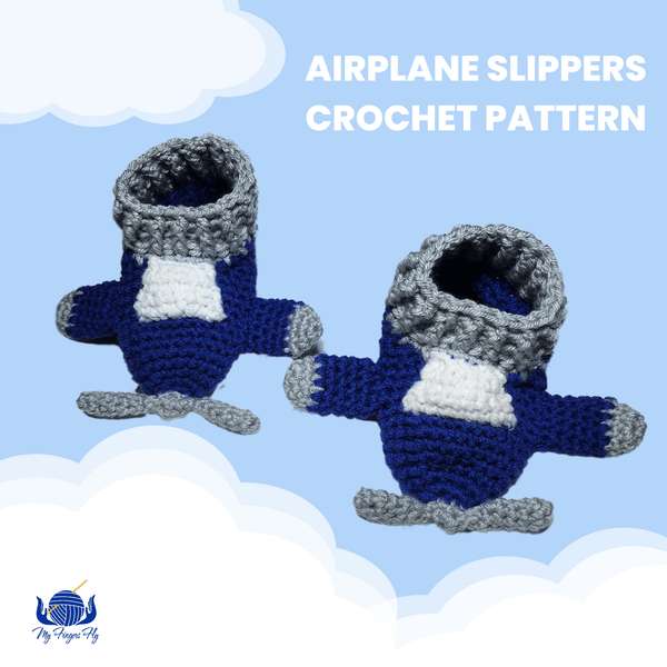 Airplane Slippers for Children Crochet Pattern - My Fingers Fly