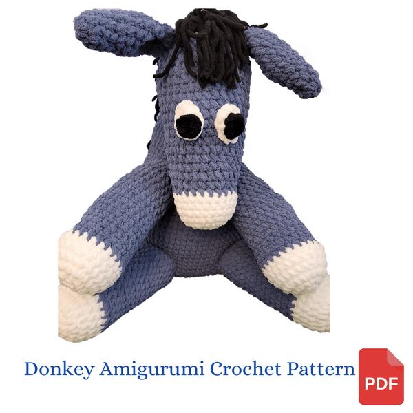 Archie the Donkey Crochet Pattern using Bernat Blanket Yarn - My Fingers Fly