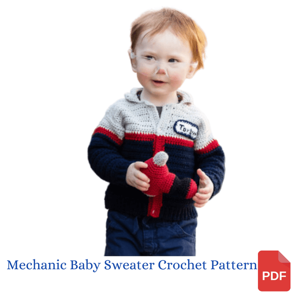 Auto Mechanic Baby Sweater Crochet Pattern - Take Baby to Work Day Sweater Crochet Pattern - My Fingers Fly