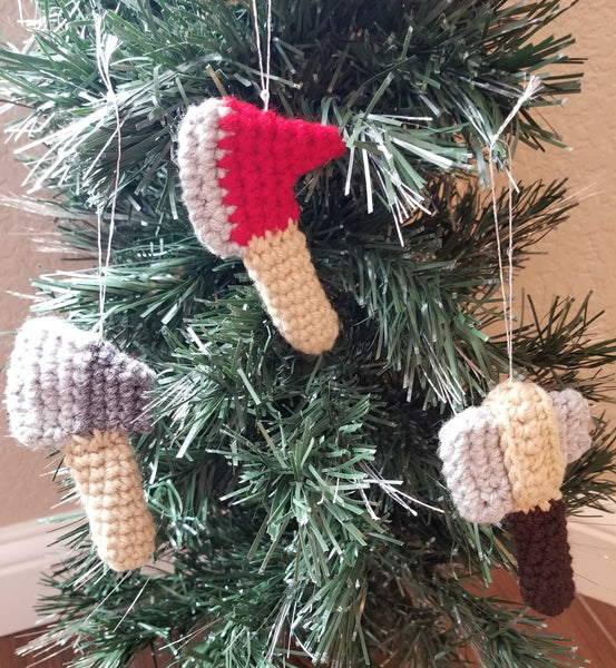 Axe Christmas Tree Ornament Crochet Patterns - Lumberjack Axe, Pulaski Axe, Tomahawk - My Fingers Fly