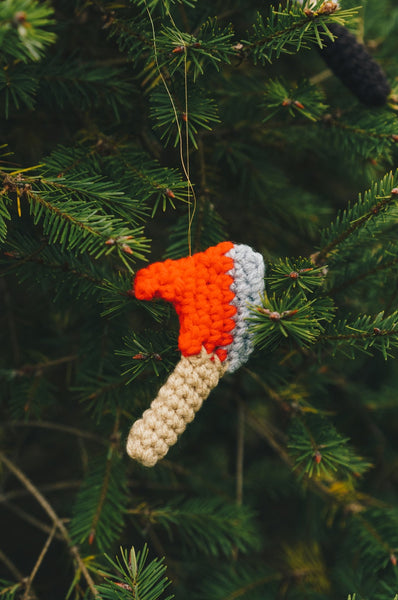 Axe Christmas Tree Ornament Crochet Patterns - Lumberjack Axe, Pulaski Axe, Tomahawk - My Fingers Fly