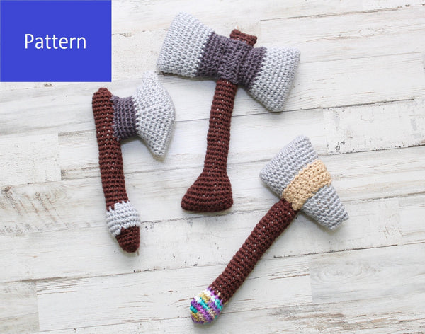 Baby Axe Rattle Crochet Patterns Ebook - Firefighter, Lumberjack, Tomahawk, Viking/Medieval, and Battle Axes - My Fingers Fly