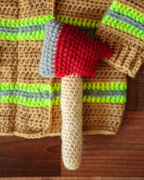 Baby Firefighter Sweater Crochet Pattern with Axe Rattle Crochet Pattern - My Fingers Fly