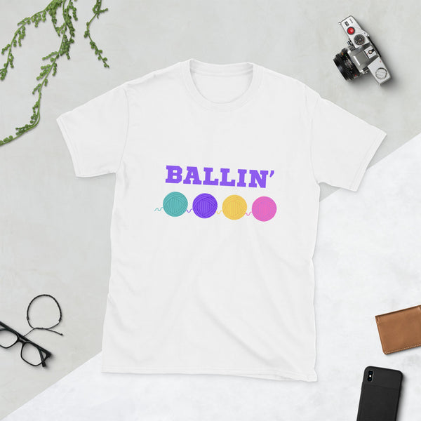 Ballin' Yarn Short - Sleeve Unisex T-Shirt - My Fingers Fly