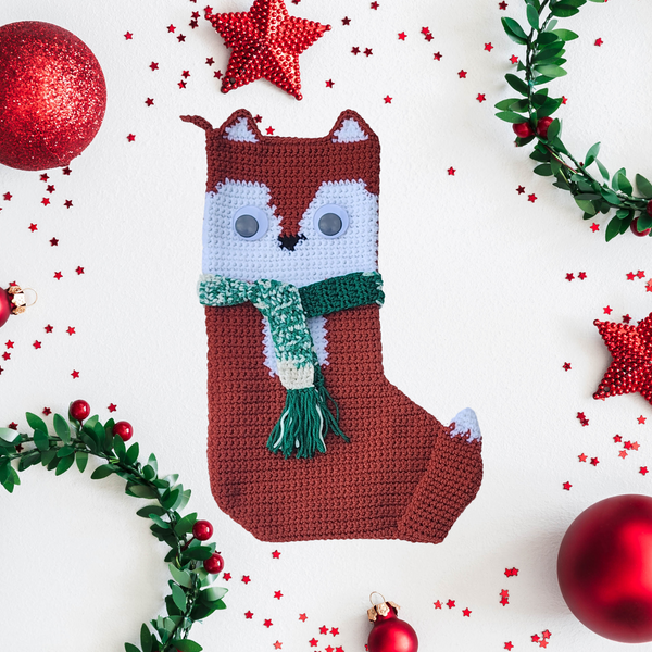 Fox Christmas Stocking, Handmade Crochet