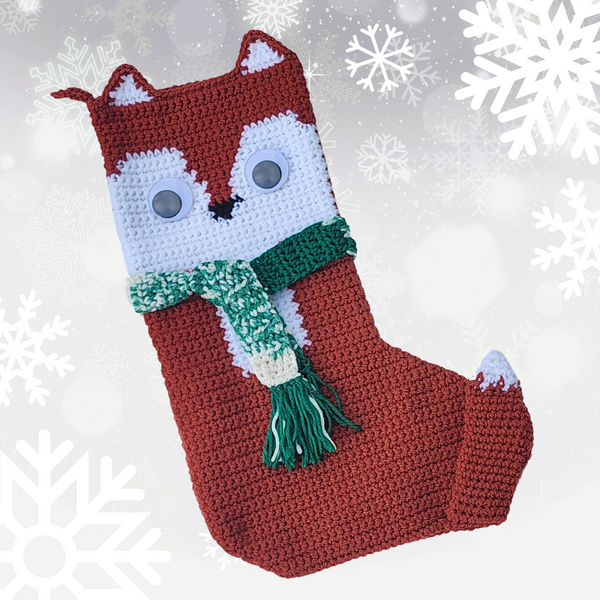 Fox Christmas Stocking, Handmade Crochet