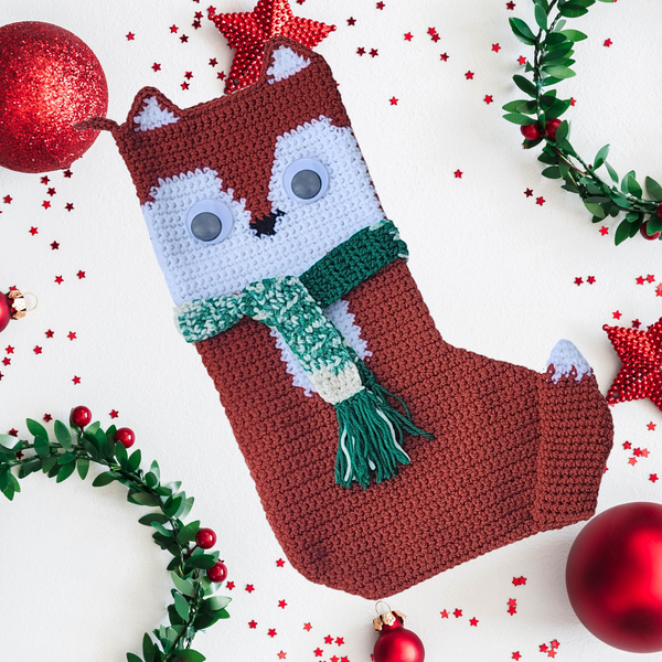 Fox Christmas Stocking, Handmade Crochet