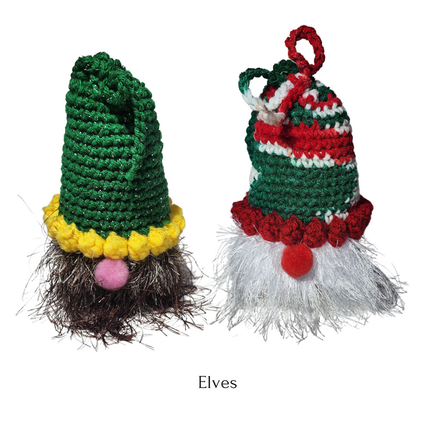 Christmas Gnome Gift Bags Crochet Patterns - Santa Claus, Elf, Christmas Tree, and Snowman Gift Bag Patterns