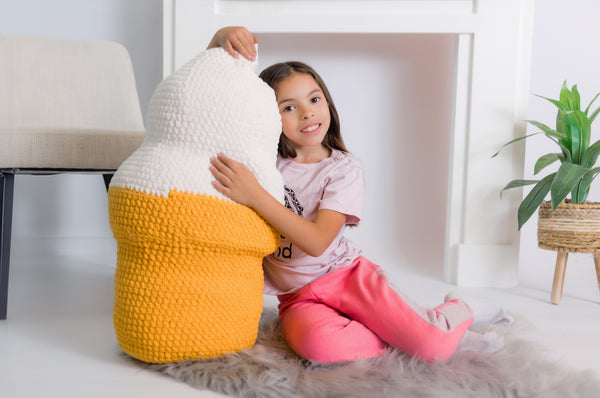 Ice Cream Cone Pillow Crochet Pattern with Blanket Yarn