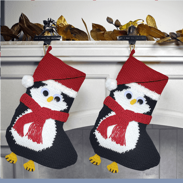 Penguin Christmas Stocking Crochet Pattern - My Fingers Fly