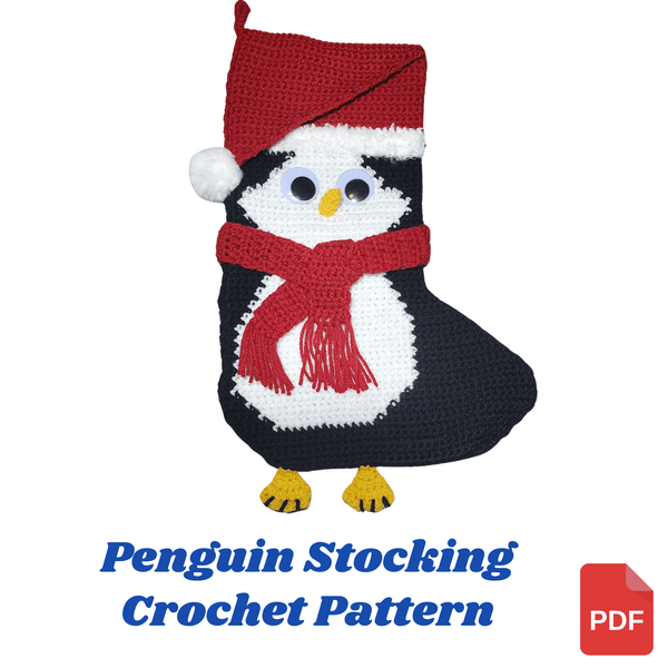 Penguin Christmas Stocking Crochet Pattern - My Fingers Fly