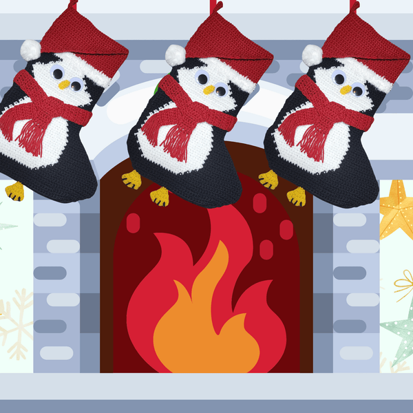 Penguin Christmas Stocking Crochet Pattern - My Fingers Fly