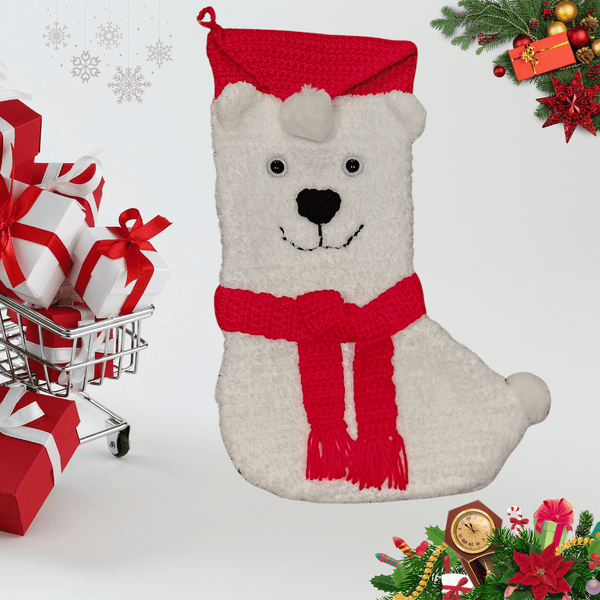 Polar Bear Christmas Stocking Crochet Pattern - My Fingers Fly