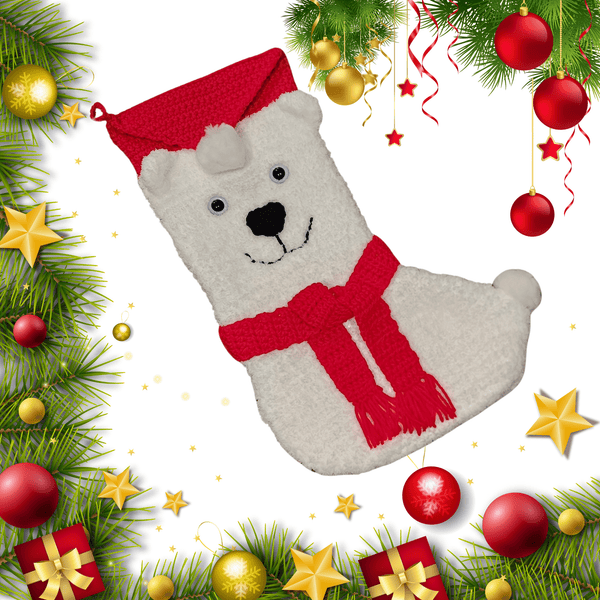 Polar Bear Christmas Stocking Crochet Pattern - My Fingers Fly