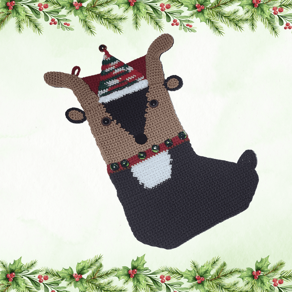 Reindeer Christmas Stocking, Handmade - My Fingers Fly