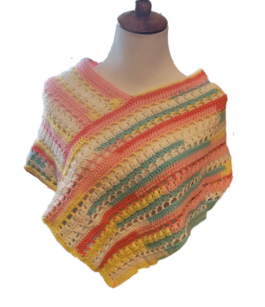 Crochet Pattern Tutti Frutti Girl's Poncho, Girls Fashion Poncho